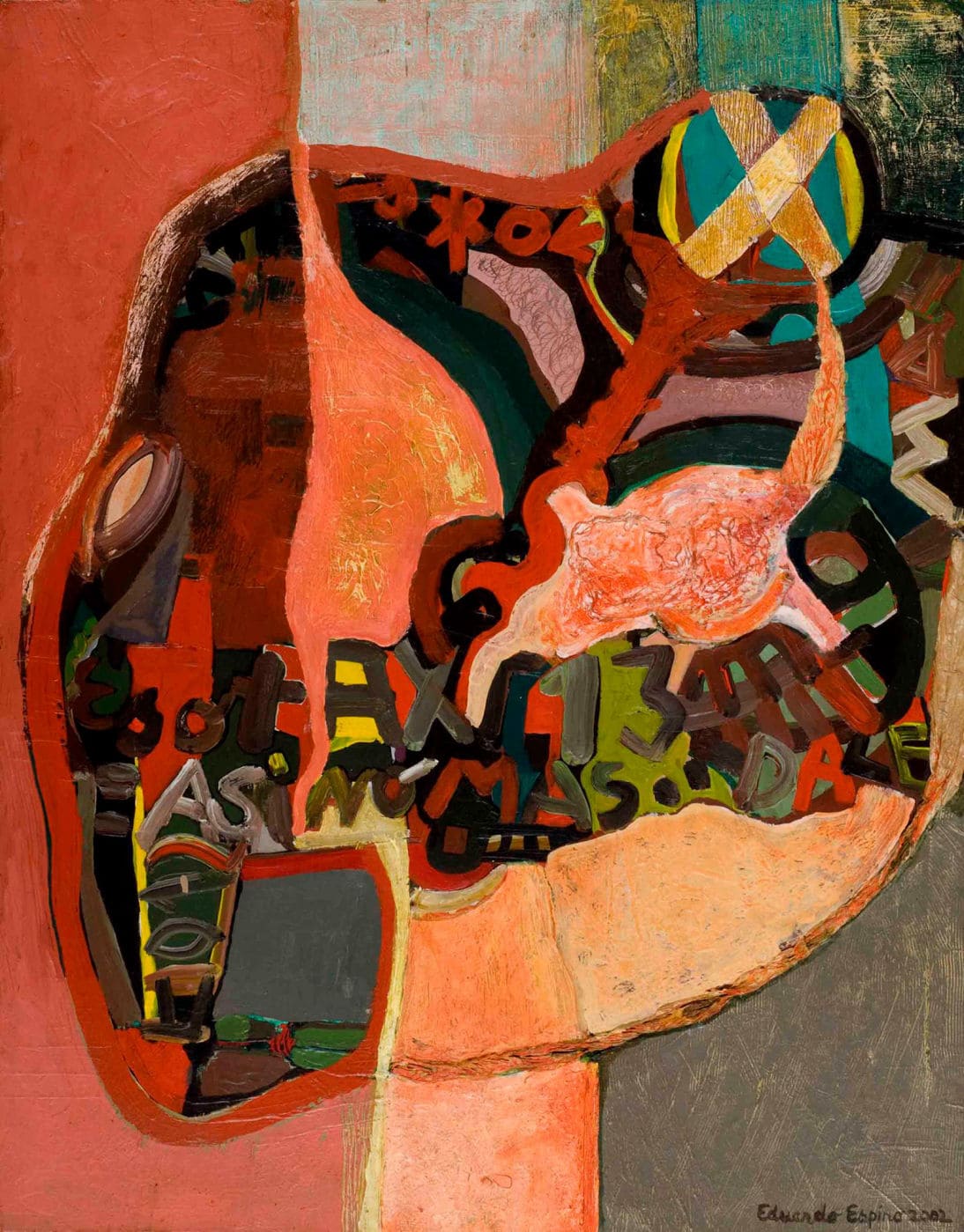 5 -  CORAZÓN CHARLATÁN-2002-acrílico y collage-64x50cm